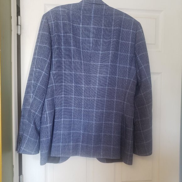 Hugo Boss Genius Blue Plaid Wool Sport Coat Slim Fit size 38R - Picture 7 of 16